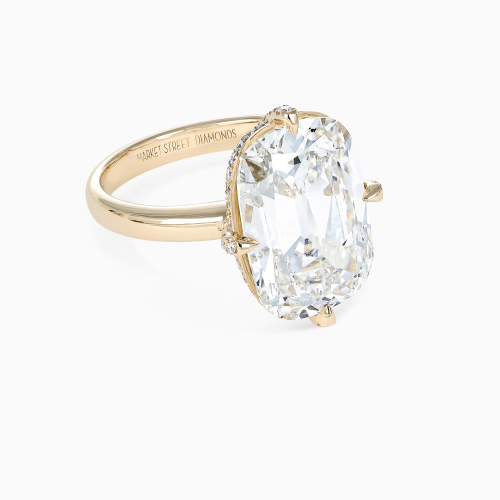 Vintage Cushion-Cut Lab-Grown Diamond Hidden Halo Engagement Ring