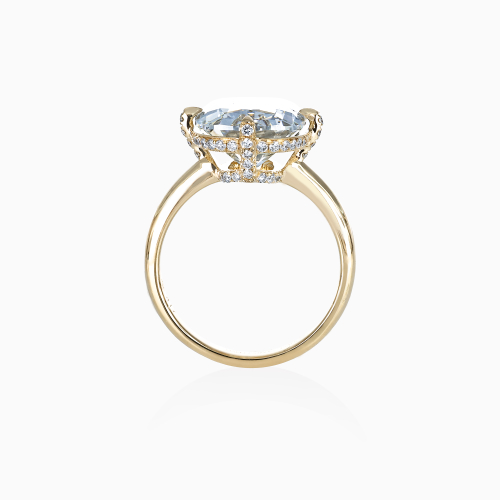 Vintage Cushion-Cut Lab-Grown Diamond Hidden Halo Engagement Ring
