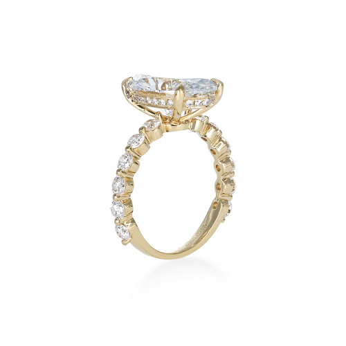 Accented Lab-Grown Oval Diamond Engagement Ring, Yellow Gold