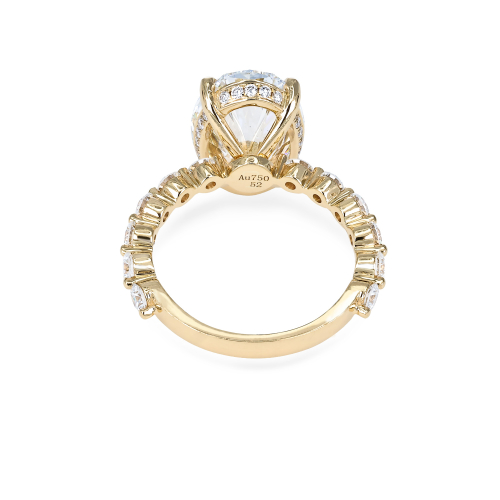 Accented Lab-Grown Oval Diamond Engagement Ring, Yellow Gold
