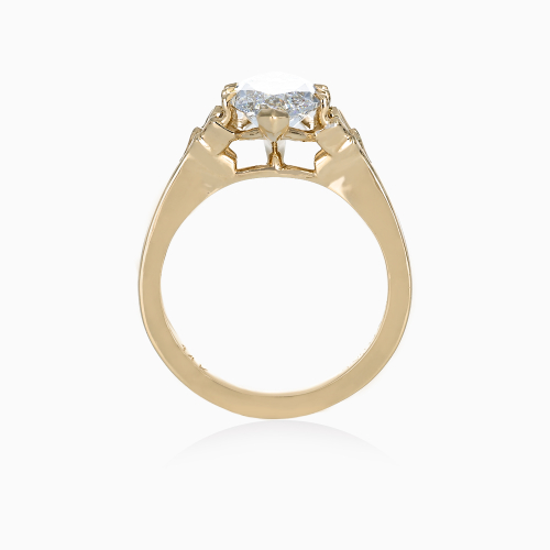 Chippendale-Inspired Marquise Diamond Solitaire Engagement Ring, Yellow Gold