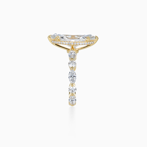Mixed-Shape Diamond Accented Engagement Ring, Lab-Grown, 18k Yellow Gold