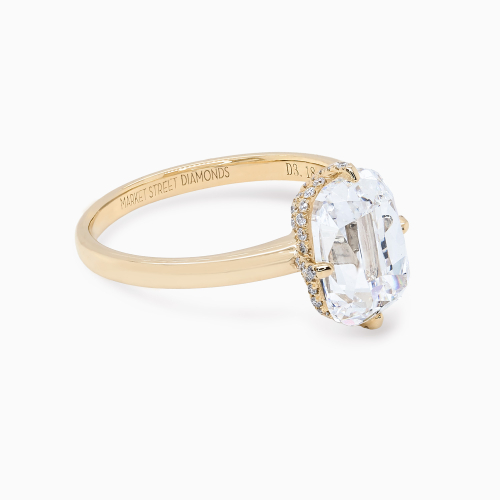 3-Carat Vintage Cushion-Cut Diamond Hidden Halo Engagement Ring, Lab-Grown