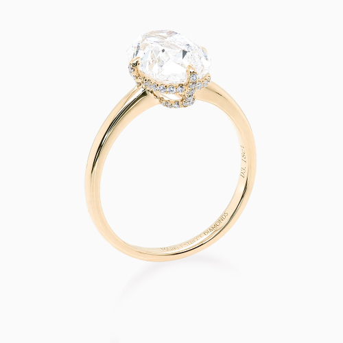 3-Carat Vintage Cushion-Cut Diamond Hidden Halo Engagement Ring, Lab-Grown