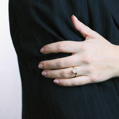 3-Carat Lab-Grown Emerald-Cut Diamond Nested Engagement Ring