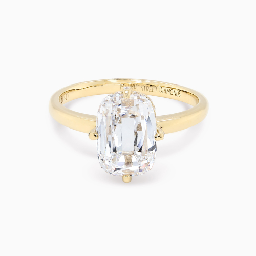 3-Carat Vintage Cushion-Cut Diamond Hidden Halo Engagement Ring, Lab-Grown