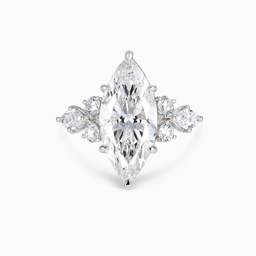 Accented Lab-Grown Marquise Diamond Engagement Ring, 18k White Gold