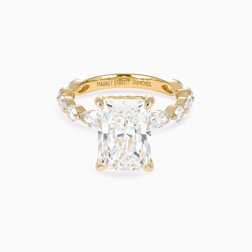 Accented Lab-Grown Radiant-Cut Diamond Engagement Ring, 18k Yellow Gold