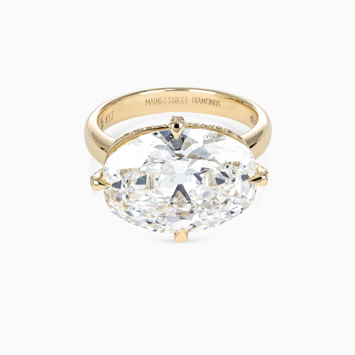 East-West Set Lab-Grown Old Mine Cut Diamond Engagement Ring