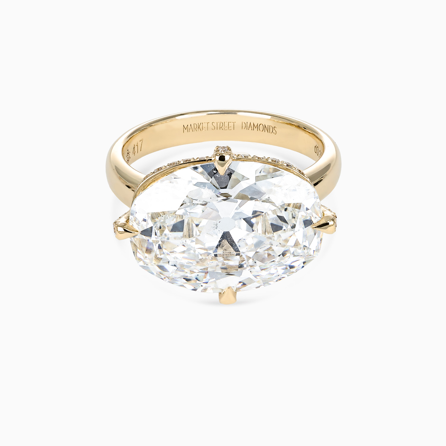 East-West Set Lab-Grown Old Mine Cut Diamond Engagement Ring