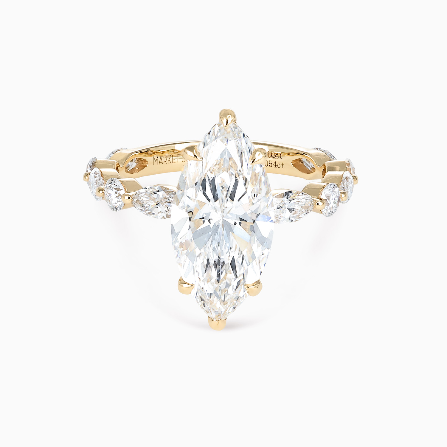 Mixed-Shape Diamond Accented Engagement Ring, Lab-Grown, 18k Yellow Gold