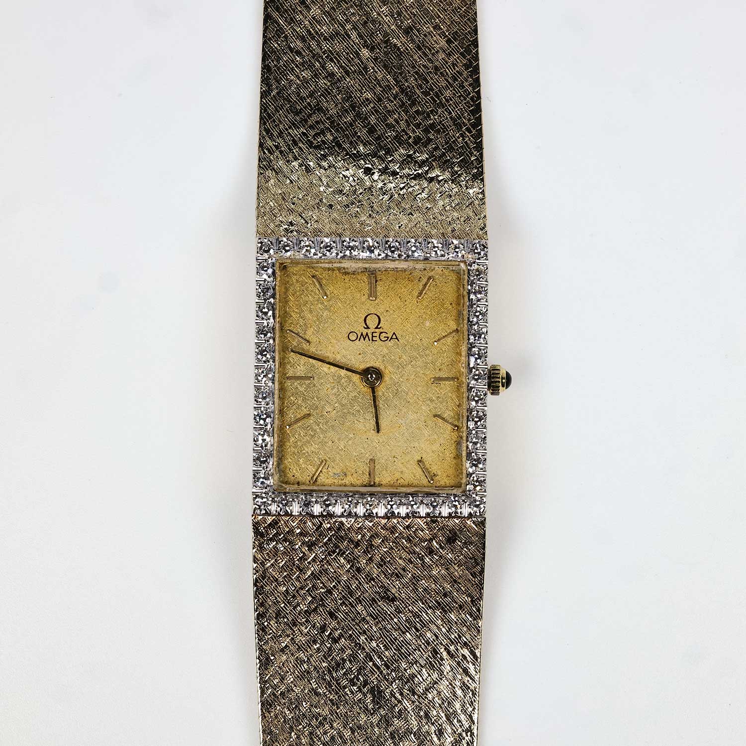 Vintage Omega Diamond Dial, 14k Gold