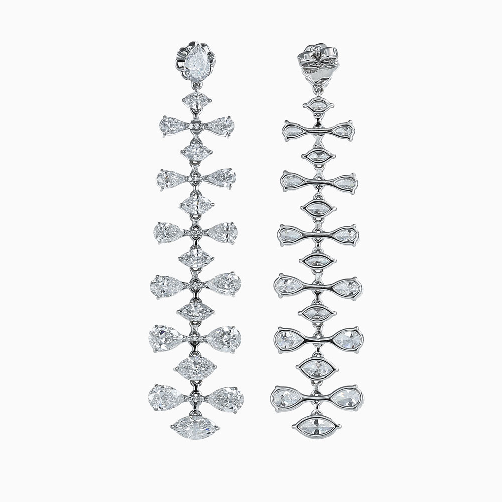 Linear Lab-Grown Diamond Dangle Earrings, 14k White Gold