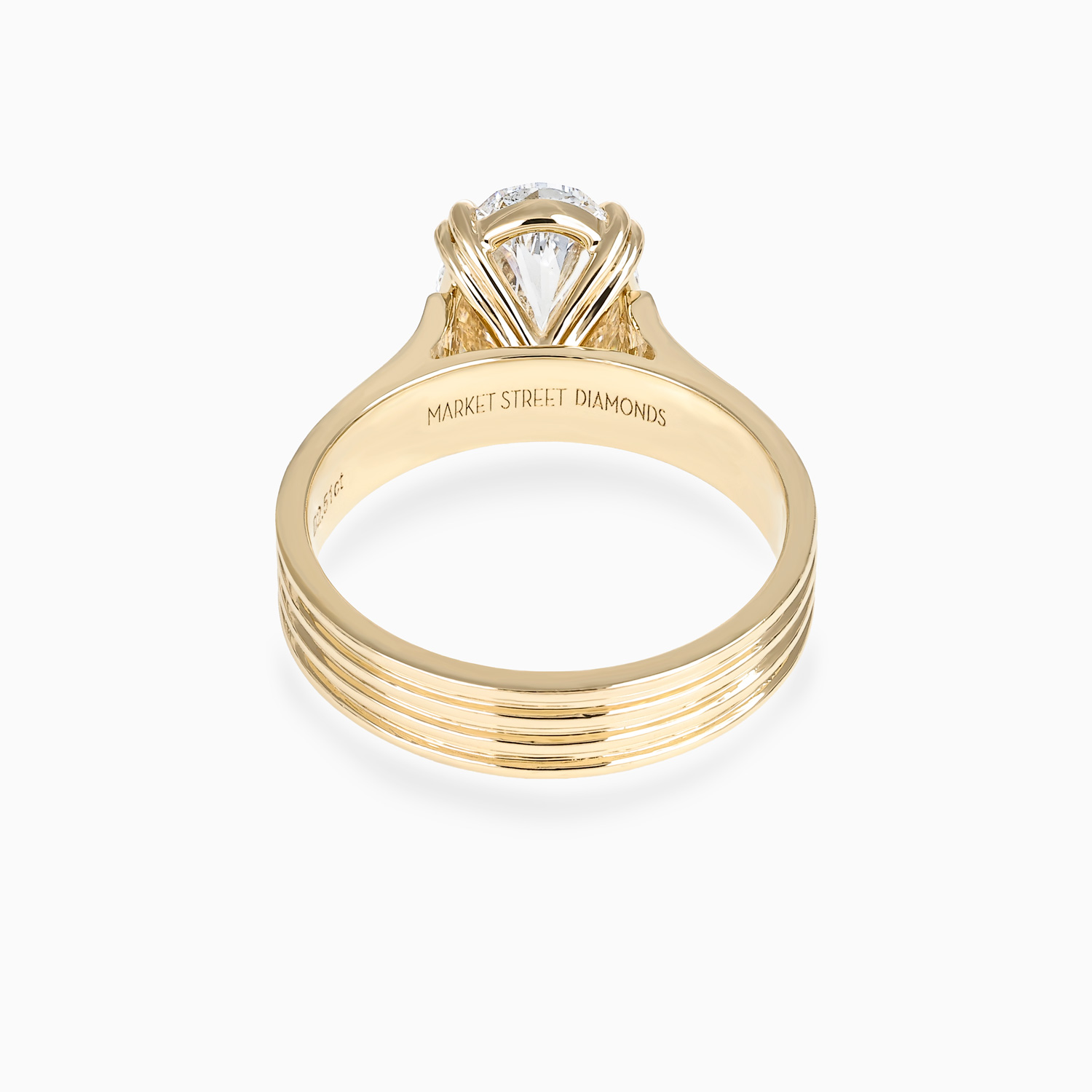 Reeded Shank Oval Diamond Solitaire Engagement Ring, Lab-Grown