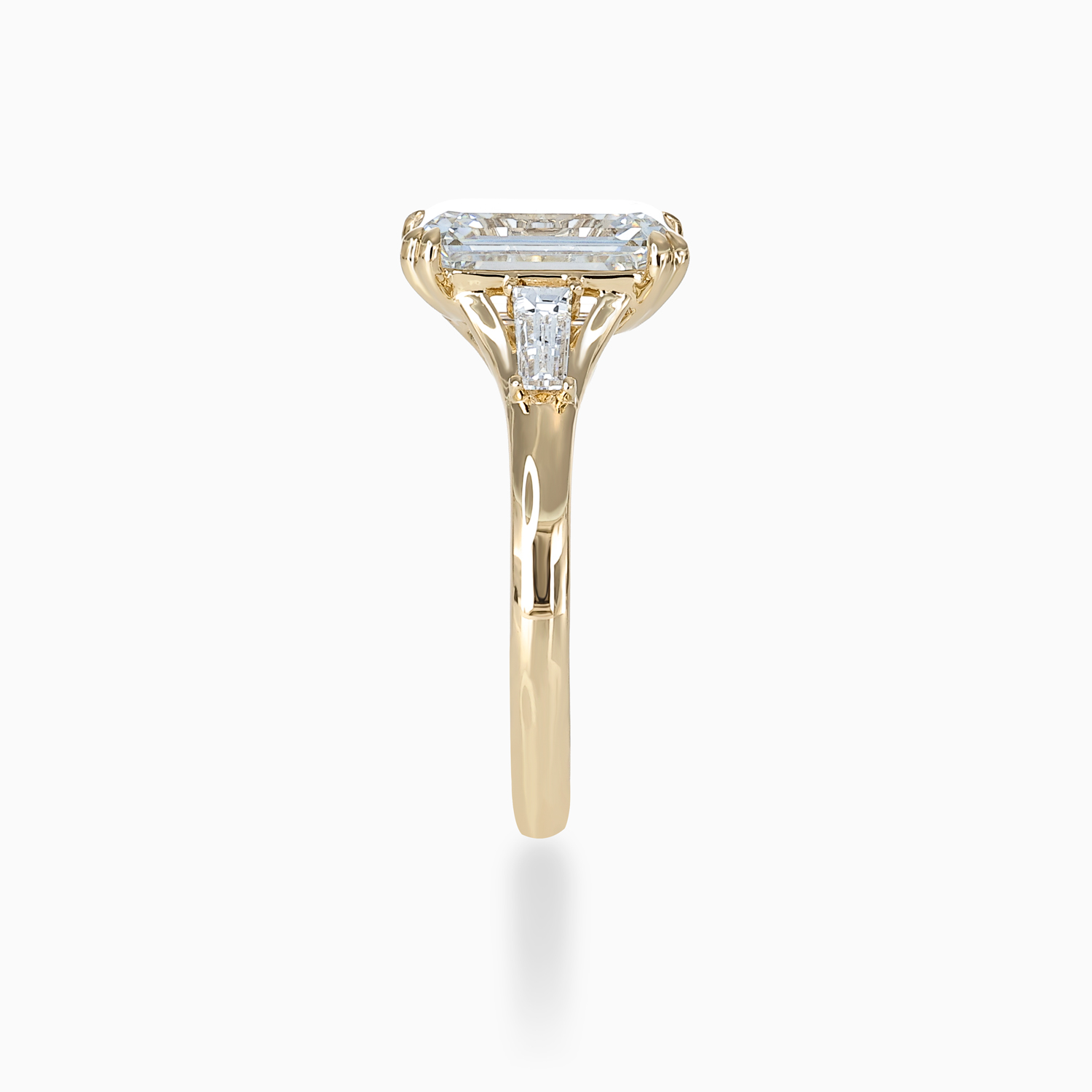 Emerald-Cut Diamond Three-Stone Engagement Ring, Lab-Grown