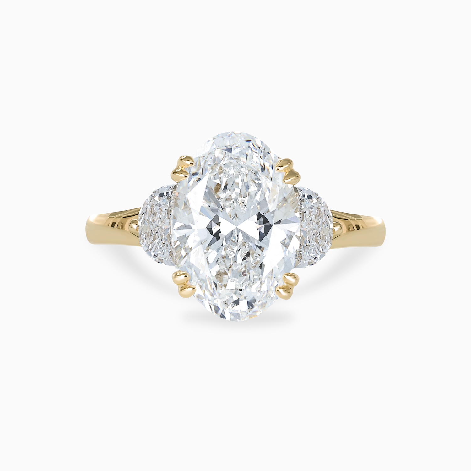Oval and Half-Moon Diamond Trilogy Engagement Ring, Lab-Grown