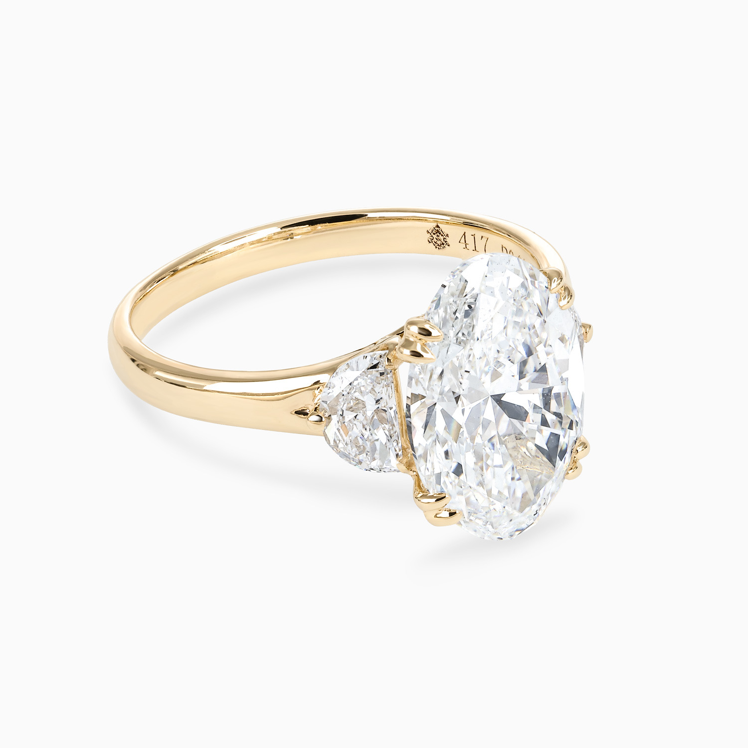 Oval and Half-Moon Diamond Trilogy Engagement Ring, Lab-Grown