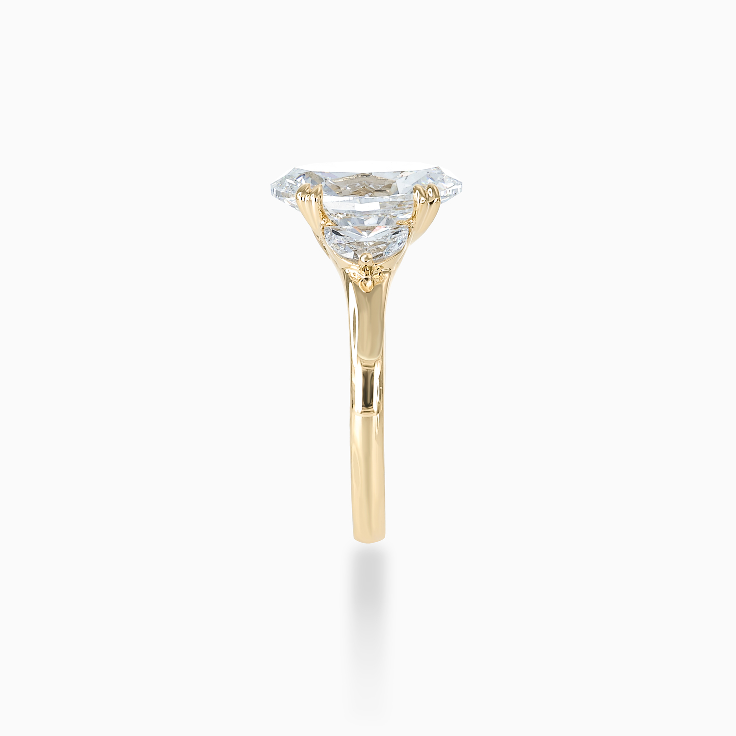 Oval and Half-Moon Diamond Trilogy Engagement Ring, Lab-Grown