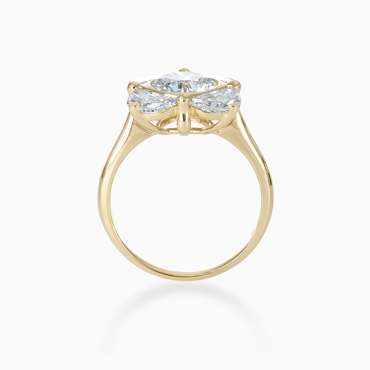 Round Brilliant and Half-Moon Diamond Floral-Inspired Engagement Ring, Lab-Grown