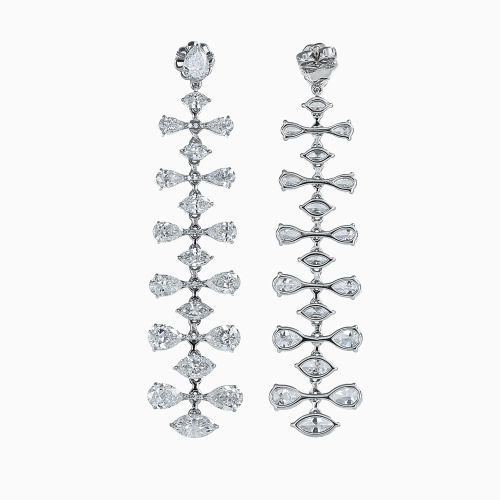 Linear Lab-Grown Diamond Dangle Earrings, 14k White Gold
