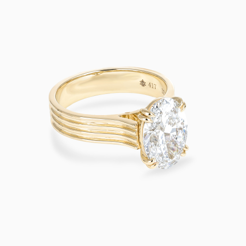 Reeded Shank Oval Diamond Solitaire Engagement Ring, Lab-Grown