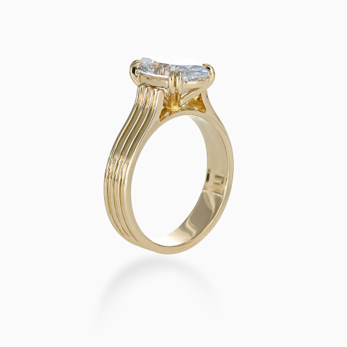 Reeded Shank Oval Diamond Solitaire Engagement Ring, Lab-Grown