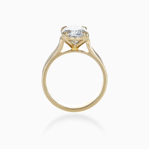 Reeded Shank Oval Diamond Solitaire Engagement Ring, Lab-Grown