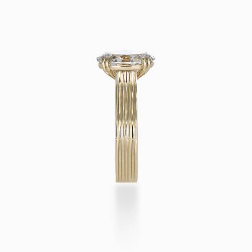 Reeded Shank Oval Diamond Solitaire Engagement Ring, Lab-Grown