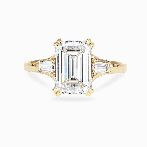 Emerald-Cut Diamond Three-Stone Engagement Ring, Lab-Grown