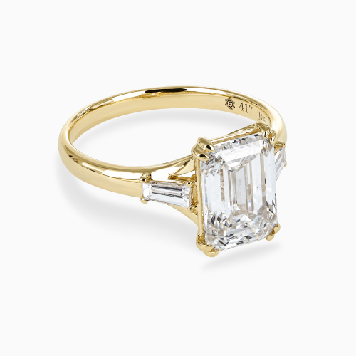 Emerald-Cut Diamond Three-Stone Engagement Ring, Lab-Grown