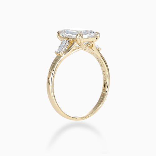 Emerald-Cut Diamond Three-Stone Engagement Ring, Lab-Grown