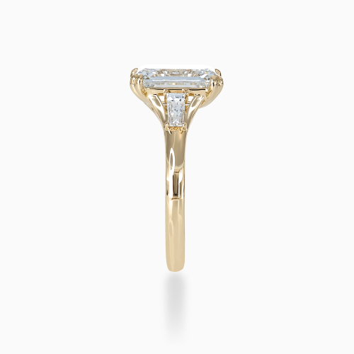 Emerald-Cut Diamond Three-Stone Engagement Ring, Lab-Grown