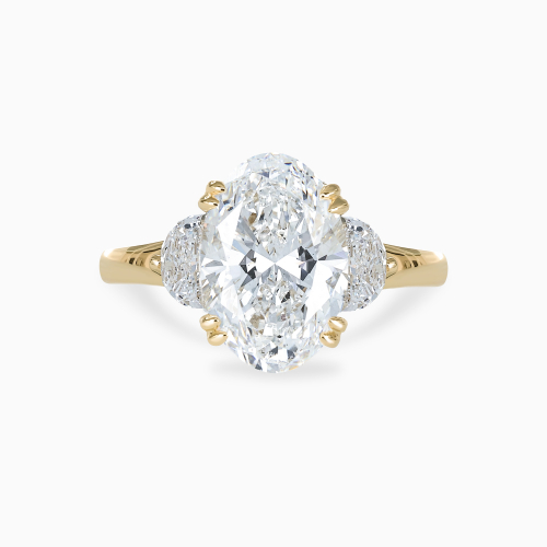 Oval and Half-Moon Diamond Trilogy Engagement Ring, Lab-Grown