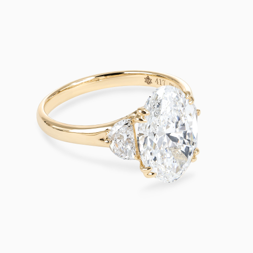 Oval and Half-Moon Diamond Trilogy Engagement Ring, Lab-Grown