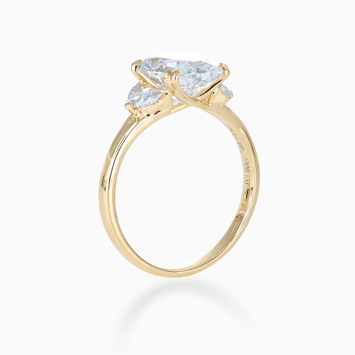 Oval and Half-Moon Diamond Trilogy Engagement Ring, Lab-Grown