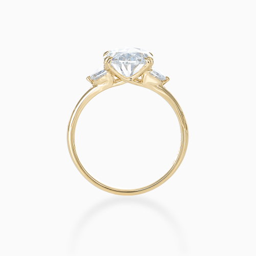Oval and Half-Moon Diamond Trilogy Engagement Ring, Lab-Grown
