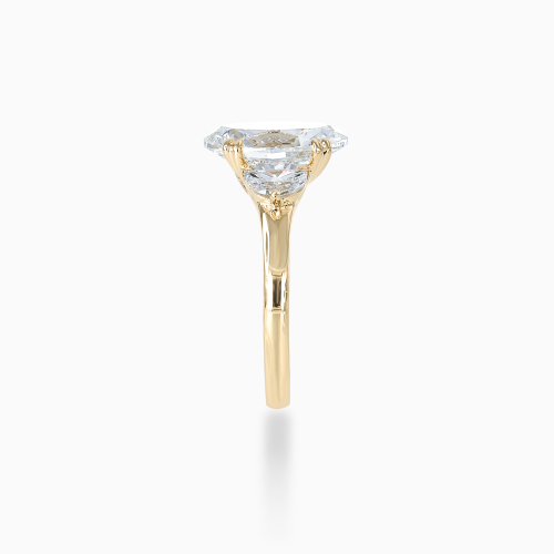 Oval and Half-Moon Diamond Trilogy Engagement Ring, Lab-Grown