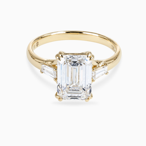 Emerald-Cut Diamond Three-Stone Engagement Ring, Lab-Grown