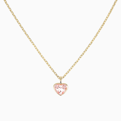 Heart-Shaped Lab-Grown Fancy Pink Diamond Solitaire Pendant, 14k Yellow Gold