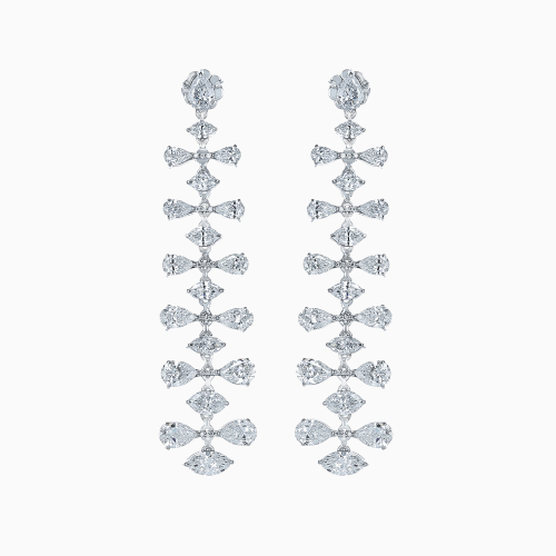 Linear Lab-Grown Diamond Dangle Earrings, 14k White Gold