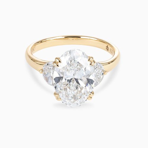 Oval and Half-Moon Diamond Trilogy Engagement Ring, Lab-Grown