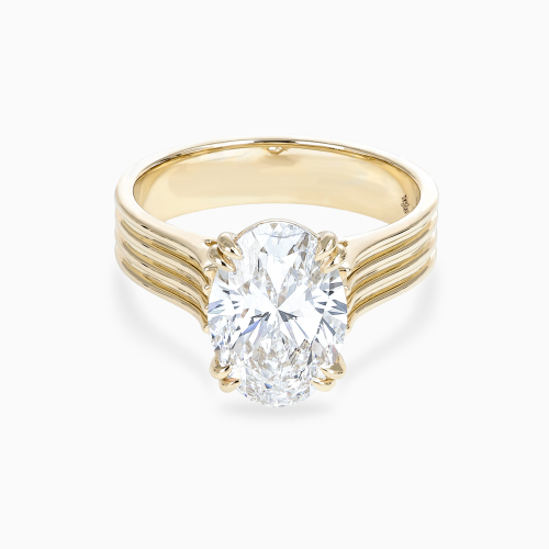 Reeded Shank Oval Diamond Solitaire Engagement Ring, Lab-Grown