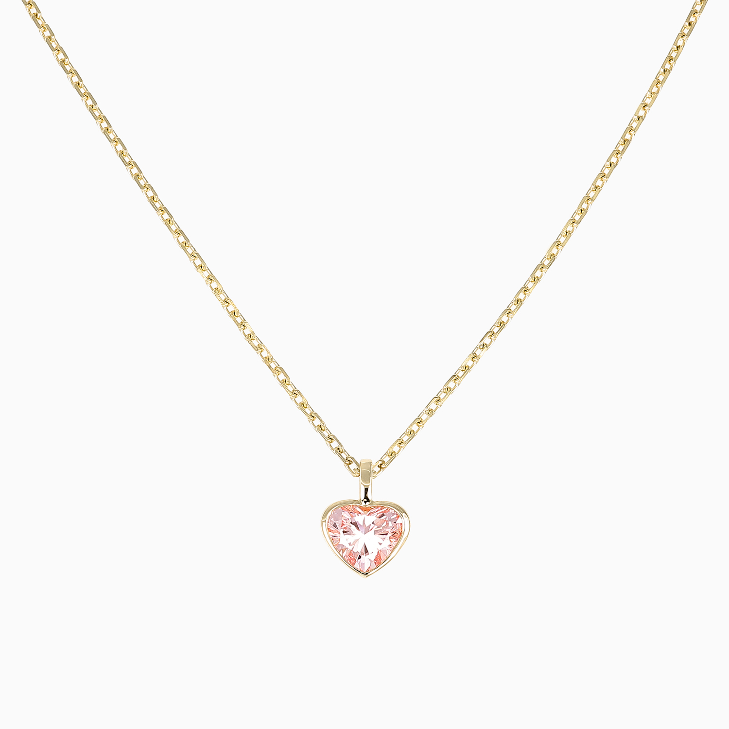 Heart-Shaped Lab-Grown Fancy Pink Diamond Solitaire Pendant, 14k Yellow Gold