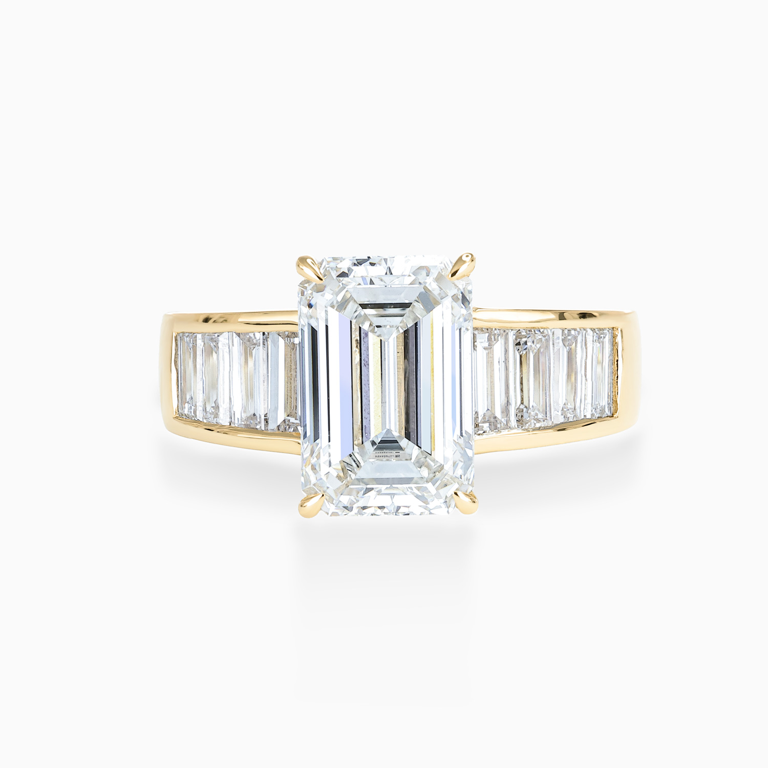 Emerald-Cut Diamond Engagement Ring with Channel-Set Accents, Lab-Grown