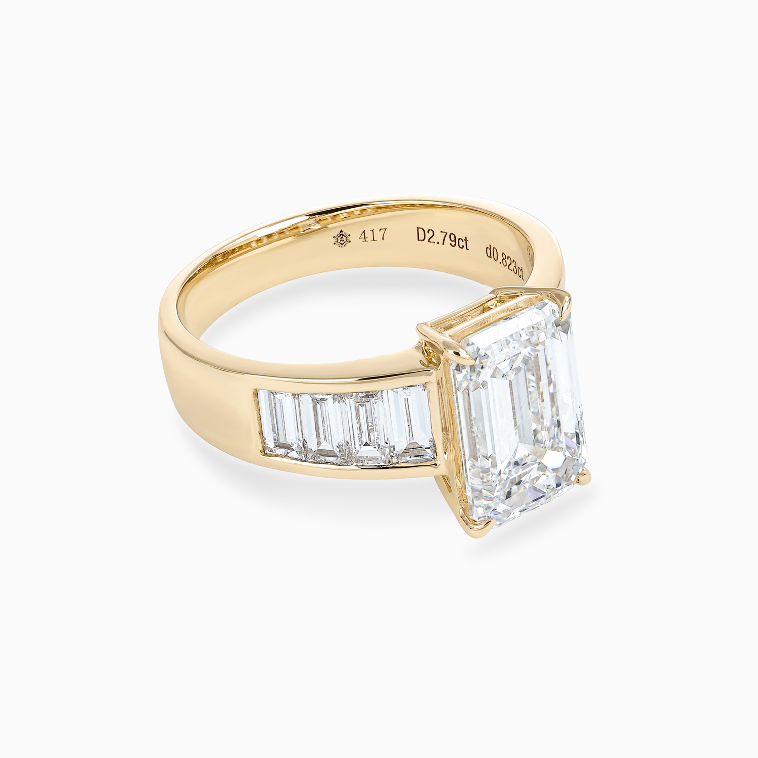 Emerald-Cut Diamond Engagement Ring with Channel-Set Accents, Lab-Grown