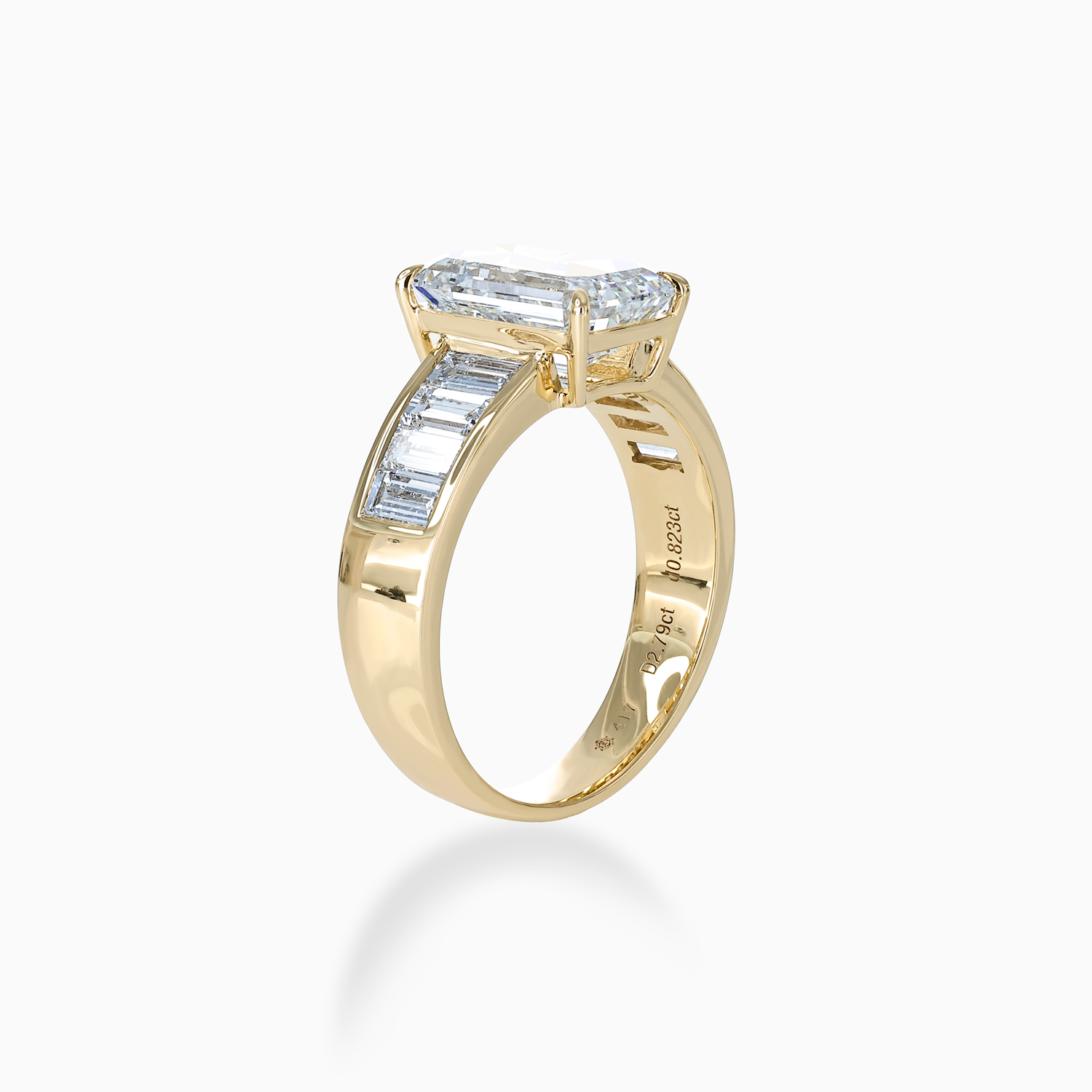 Emerald-Cut Diamond Engagement Ring with Channel-Set Accents, Lab-Grown