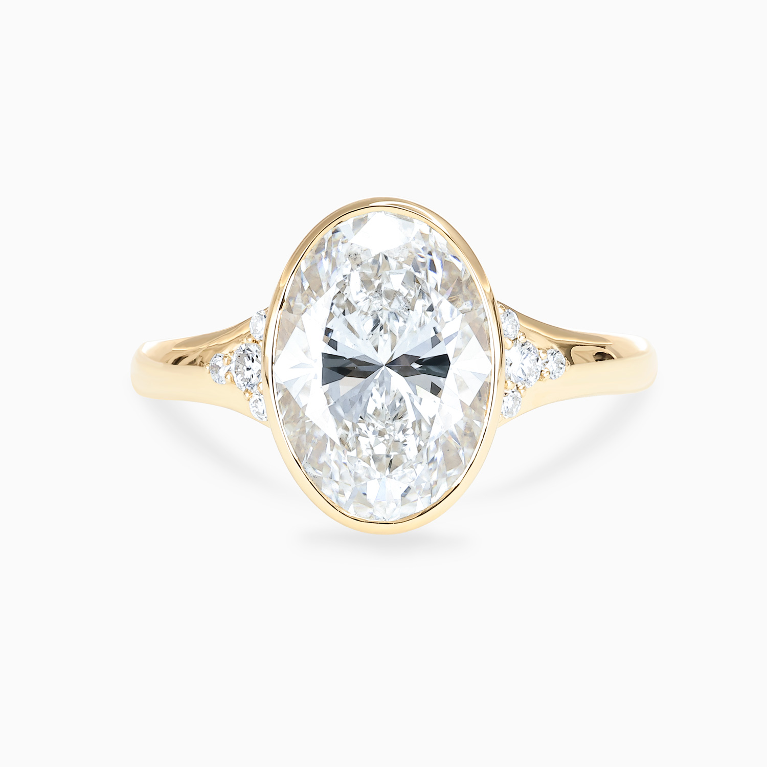 Modern Bezel-Set Oval Diamond Engagement Ring, Lab-Grown