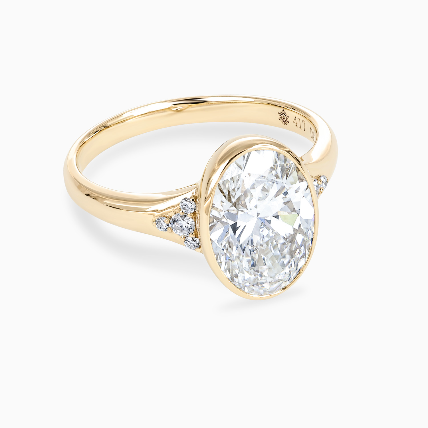 Modern Bezel-Set Oval Diamond Engagement Ring, Lab-Grown