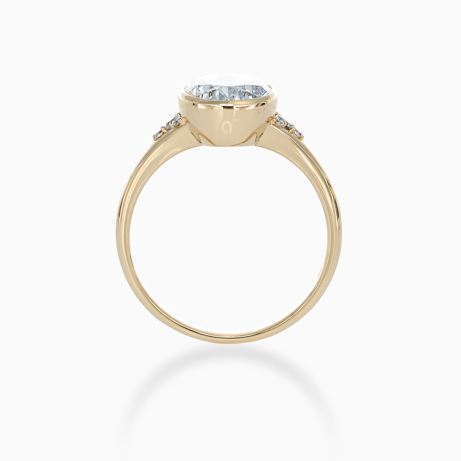 Modern Bezel-Set Oval Diamond Engagement Ring, Lab-Grown