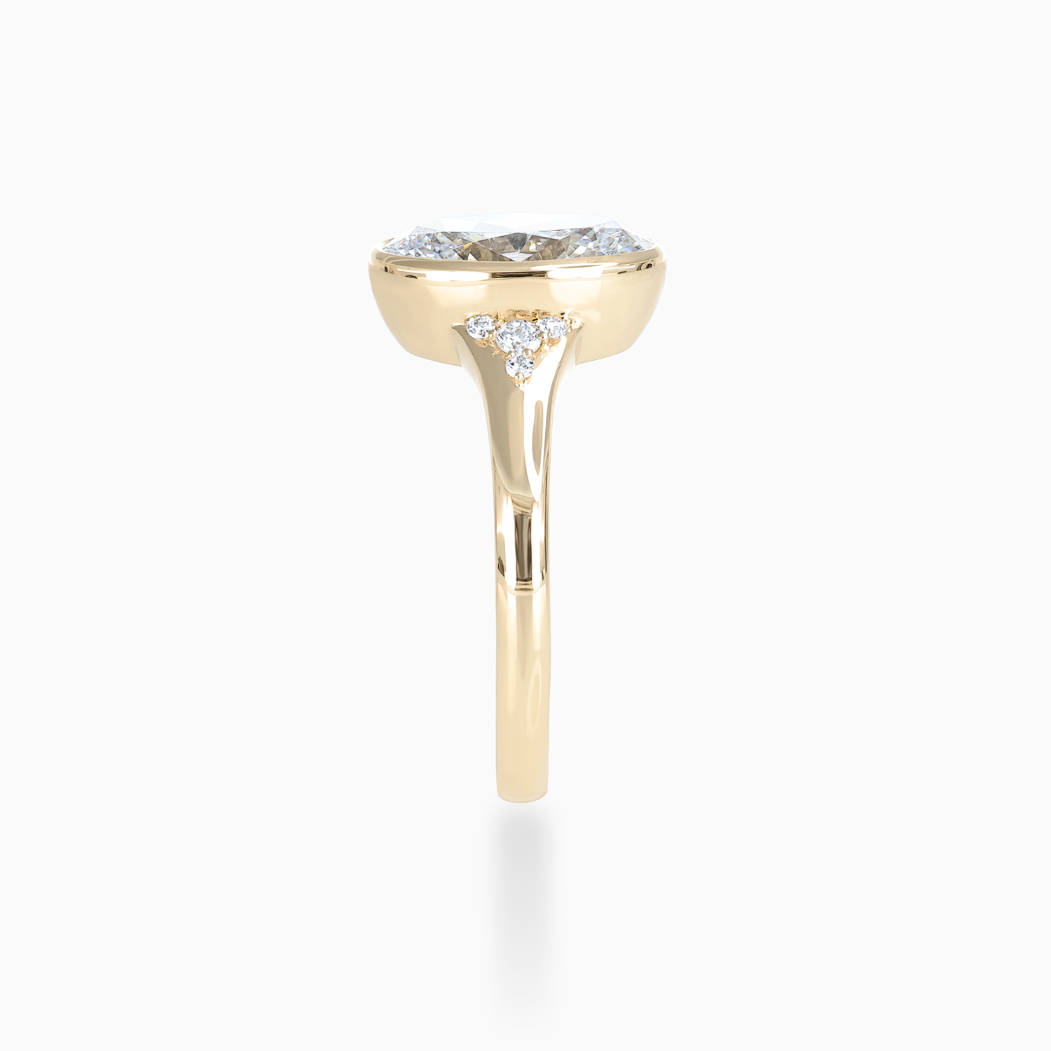 Modern Bezel-Set Oval Diamond Engagement Ring, Lab-Grown